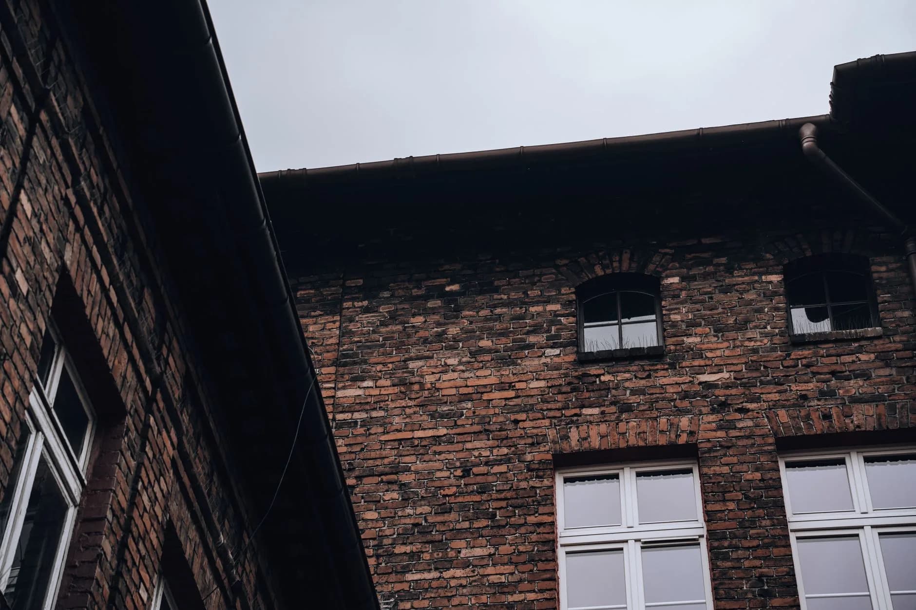 Gutter running along a house roofline